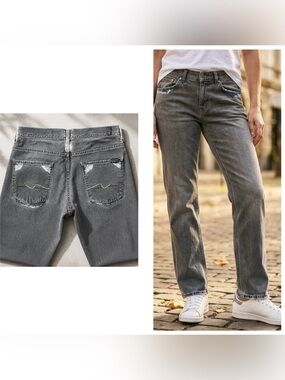 7 For All Mankind "Jared" Slacker Boyfriend bleached grey Women’s Sz 28 Jeans